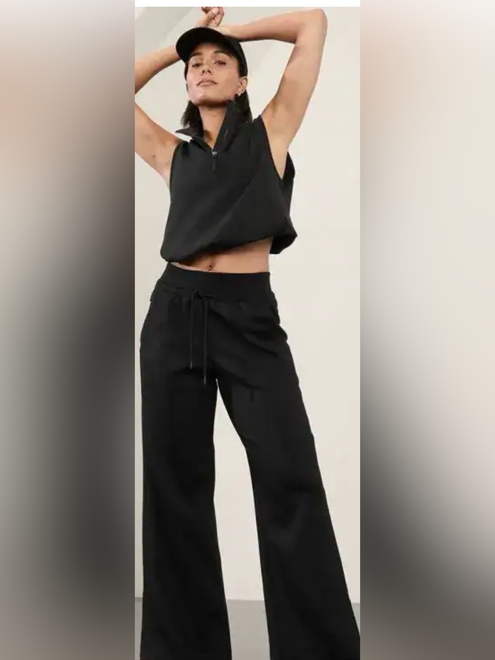Athleta Black Wide-Leg Drawstring Pants
